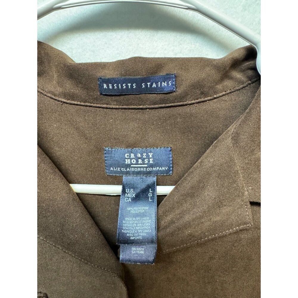 Crazy Horse By Liz Claiborne Womens Brown Button-Up Long Sleeve Shirt L - Picture 4 of 8